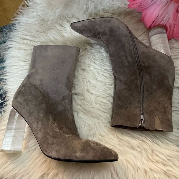 Jeffrey Campbell Lustful Lucite Heel Boots Taupe Suede 8 - Picture 1 of 9